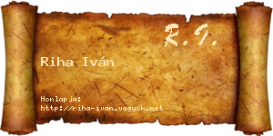 Riha Iván névjegykártya